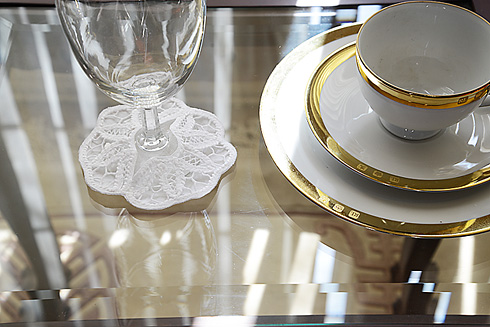 Imperial Battenburg Wine Glass Coaster. - Click Image to Close